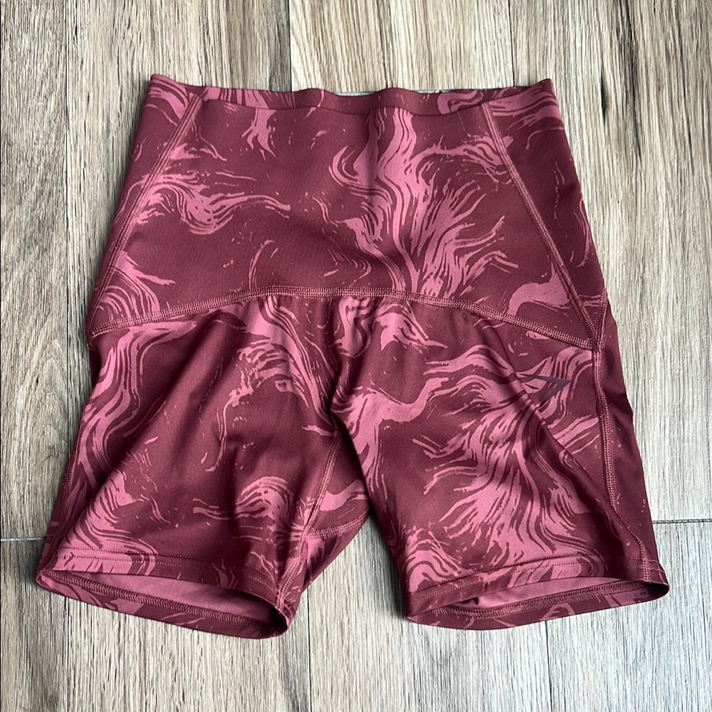 Gymshark Maroon Patterned Athletic Shorts